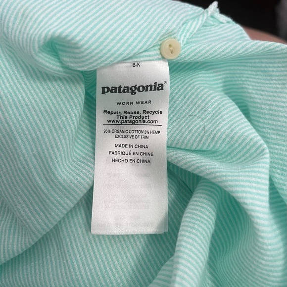 Patagonia Women’s Mint Green Long Sleeve Stripped Button Down Shirt Size Medium - Picture 7 of 7